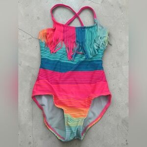 *0933 cat & jack fringe swimsuit Girls XS 4-5